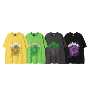 Camisetas Urbanas de Gran Tamaño de Alta Calidad con Estampado Gráfico de Telaraña de Araña - 300 Gramos, Estilo Casual Unisex, Tops de Moda Urbana - Product Image 4
