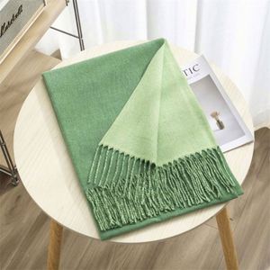 Bufanda Larga de Invierno al por Mayor con Borlas, Chal de Pashmina de Doble Cara de Color Liso, Bufandas Cálidas de Lujo de Cachemira para Mujer - Product Image 5