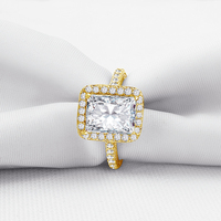Bijoux de mariage certifiés 4CT Radiant Cut Moissanite Ring For Couples Lovers' 10K Solid Gold Engagement Halo Ring
