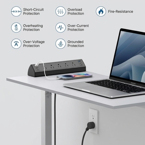 Multipresa da Scrivania con Ricarica Rapida PD 20W, Protezione da Sovratensione, Prese Multiple, Rimovibile e Montabile sul Bordo del Tavolo - Product Image 3