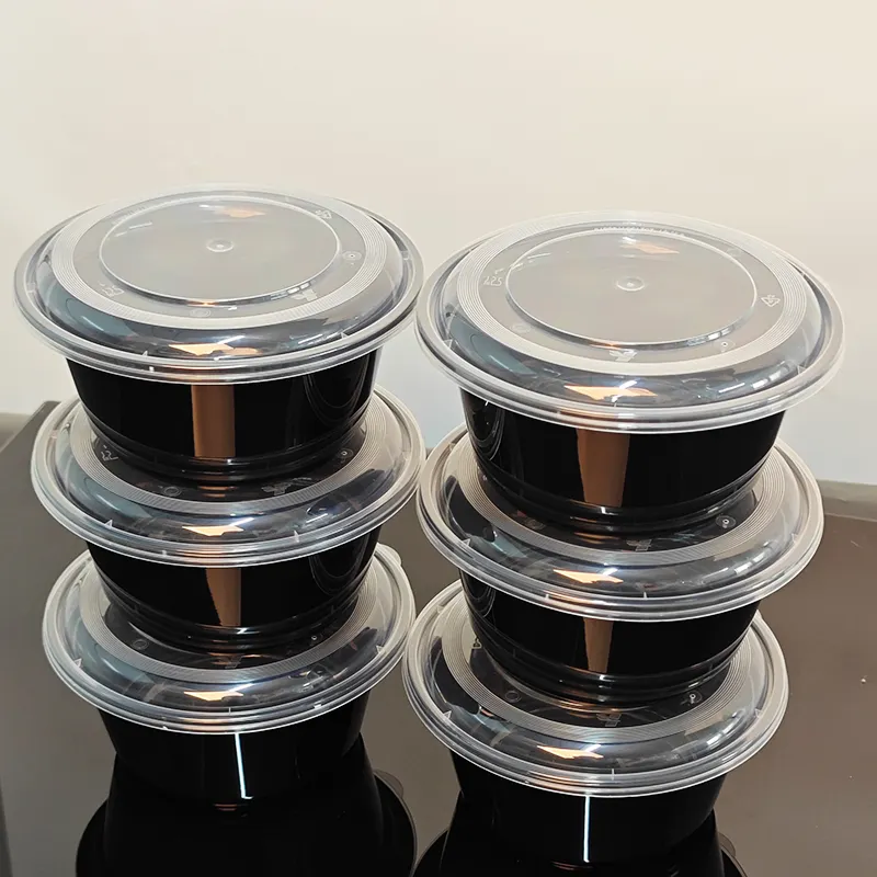 38 oz 42 oz 48 oz lebensmittelbehälter pp-kunststoff-verpackungsbox zum mitnehmen von lebensmitteln behälter schwarze einweg-kunststoffschüssel