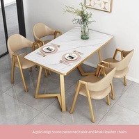 Ensemble table et chaises de salle à manger en métal de style moderne avec tissu doux pour la maison, le restaurant, l'hôtel, l'appartement, le salon de beauté, le salon, l'école