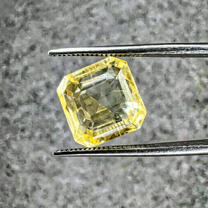 Saphir Jaune Naturel de Ceylan 7,77 Ct, Taille Octogonale Carrée, Pierre Précieuse Libre, Mine du Sri Lanka, pour Bague, Pendentif, Bijoux Fins - Product Image 1