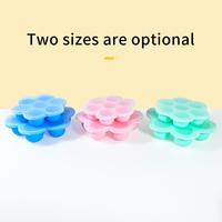 BPA-vrije siliconen opbergbak voor 7 bekers, herbruikbaar, met clip-op-deksel voor zelfgemaakte babyvoeding, fruitpurees en moedermelk