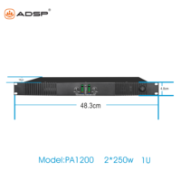 Amplificateur de puissance audio numérique ADSP PA1200 2*250W 2 canaux 1u métal 0Hz~20kHz Réponse en fréquence 3dB Rapport signal/bruit 80dB Portable XLR