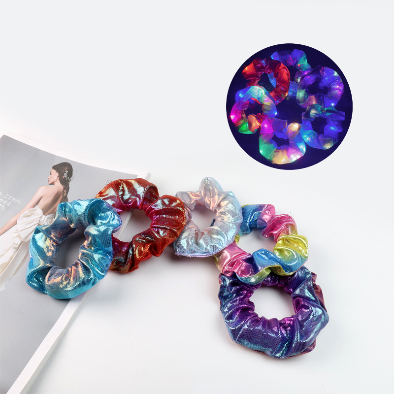 Корейские светящиеся светодиодные градиентные блестящие тканевые резинки для девочек милые резинки для волос модные светящиеся праздничные резинки для волос