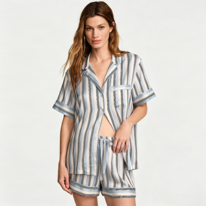 Luxury Pijama Womens Bamboo Pajamas <b>Set</b> Button Down 2 Piece Cotton Pj <b>Shorts</b> <b>Set</b> Custom <b>Pyjamas</b> Women Sleepwear - Product Image 2