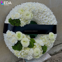 Couronne funéraire blanche LEDA de haute qualité, fleur artificielle, pour hommage funéraire et souvenir