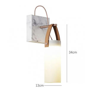 Applique murale LED moderne minimaliste, luxe artisanal en marbre et verre pour salon, entrée, couloir avec corps de lampe en PC - Product Image 3