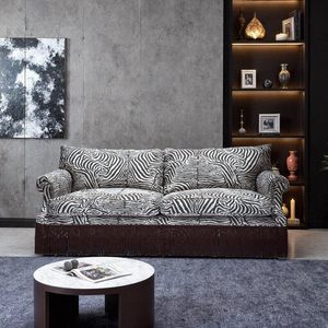 Divano di Lusso in Tessuto Stampa Zebra con Cuscini in Spugna, Moderno Divano a Tre Posti Imbottito con Stampa Animale, <span class=keywords><strong>Arredamento</strong></span> di Tendenza per Soggiorno - Product Image 6