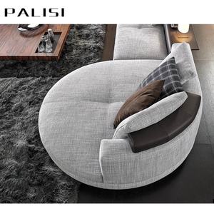 Бренд тренд минимализм диван Мебель итальянская вилла гостиная круглый шезлонг кожа + ткань секционный диван набор - Product Image 5