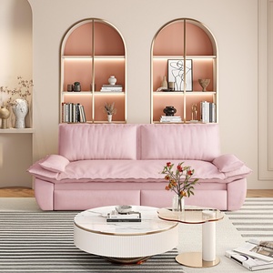 <span class=keywords><strong>Canapé</strong></span>-<span class=keywords><strong>lit</strong></span> convertible 3-en-1 en velours durable, 73,2 pouces, taille Queen, avec causeuse escamotable et coussins amovibles, idéal pour appartement et hôtel - Product Image 4