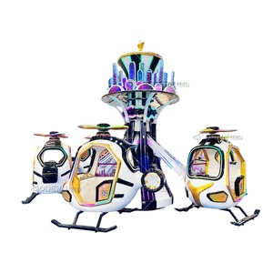 Manège de fête foraine : hélicoptère auto-volant et avion à commande manuelle pour enfants - Product Image 1