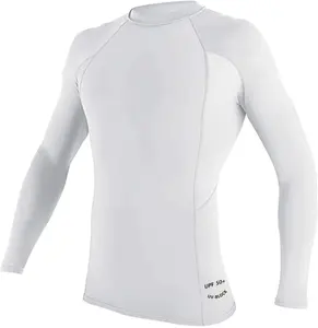 Männer der Grundlegende Skins UPF 50 + Langarm Rash Guard Weiß