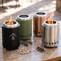 Brasero de table autoportant galvanisé sans fumée, portable, en acier inoxydable, pour extérieur, à granulés de bois
