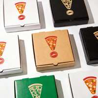 Boîte à pizza en carton ondulé personnalisée de haute qualité avec fentes, pelliculage brillant, jetable et recyclable pour restaurants et aliments