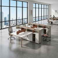 Poste de travail de bureau fonctionnel avec armoire de rangement, écran de confidentialité, panneau E1, finition résistante à l'usure, bureau pour personnel