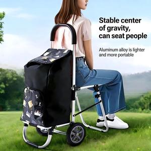 Chariot de courses pliable avec siège - Chariot en alliage d'aluminium pour monter les escaliers - Product Image 5