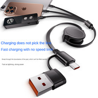 Câble de charge rétractable 2-en-3, transfert 480 Mbps, charge rapide USB-C/Micro pour téléphones/tablettes/banques d'alimentation
