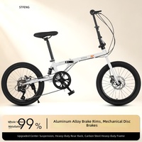 Nouveau vélo de route pliable pour adulte de 20 pouces, à trois plis, 6 vitesses, cadre en acier à haute teneur en carbone, double frein à disque, fourche intégrée