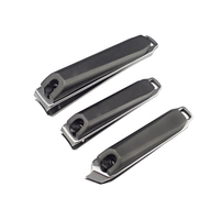Ensemble de coupe-ongles en acier inoxydable 3 pièces avec poignées noires, durables et faciles à utiliser, coupe-ongles pour doigts et orteils