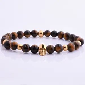 Usine personnalisée cadeau de Noël classique logo Charm élastique agate perle bijoux 8mm naturel rouge gemme bracelet