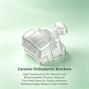 Brackets orthodontiques <span class=keywords><strong>en</strong></span> céramique autoligaturants passifs, fente 0.022, faible friction, esthétiques et transparents pour traitement orthodontique - Product Image 1