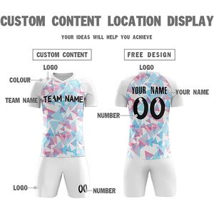 Maillot de football personnalisé avec short, nom, numéro et logo, col en V, unisexe, adulte, respirant, sublimé, 180g, uniforme de football - Product Image 4