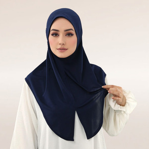Syal jilbab instan <span class=keywords><strong>Loop</strong></span> wanita Muslim syal segitiga melar poliester Jersey Premium selendang penutup kepala Islam - Product Image 3