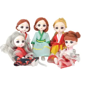 Hochwertige Kinder 12 cm bjd Puppe Spielzeug National kostüme Anzüge wieder geborene Perücke Puppe Geschenke für Mädchen