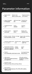 Ruidaze K300 Mini Portable <b>Projector</b> 720P 120inch 200 Lumens 360 Gimbal <b>Android</b> 14 WiFi 6 Built-in Speakers Home Theater Outdoor - Product Image 4