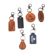 Porte-clés en cuir gaufré avec logo personnalisé, porte-clés multi-formes en similicuir avec fermoir mousqueton