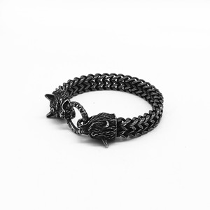 Yunnique – Bracelet en acier titane avec tête de loup pour hommes, bijoux Punk Hip Hop, cadeau - Product Image 4