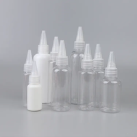 Bouteilles d'huile capillaire en PET transparent à embout pointu, en stock, contenants rechargeables anti-fuite pour liquides essentiels de soin de la peau, vente en gros