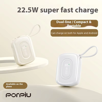 PORPIU PP-A58 Großhandel Neue 10000mAh Ultra Dünne Li-Polymer Powerbank PD22.5W Superschnelles Laden 2-in-1 Schnellladegerät LED