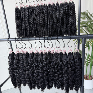 Cabello Humano Rizado para Crochet, Color Negro Natural, Ligero, Suave, Rizos Completos, Pre-Enlazado con Puntas Rizadas - Product Image 1