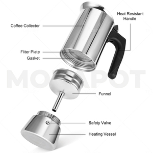 Cafetière <span class=keywords><strong>italienne</strong></span> Tenrey Percolator 2/4/6/10 tasses, cafetière expresso <span class=keywords><strong>italienne</strong></span> en acier inoxydable, cafetière moka - Product Image 6