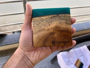 Resin Wood Square <b>Coaster</b> Set <b>Heat</b> Resistant Drink <b>Coasters</b> with Ocean Blue Resin for Coffee Tea Dining Table Home Office Decor - Product Image 6