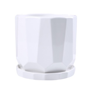 Pot de fleurs en céramique blanc, design géométrique, pour plantes d'intérieur, jardinage à domicile, Pothos, plantes araignées, succulentes - Product Image 3