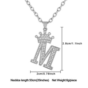 Collar <span class=keywords><strong>con</strong></span> Letras de la A a la Z Chapado en Oro de 18K, <span class=keywords><strong>Cadena</strong></span> de Eslabones <span class=keywords><strong>con</strong></span> Corona Moderna y Circonita, Joyería <span class=keywords><strong>con</strong></span> Nombre para Mujer, Regalos - Product Image 3