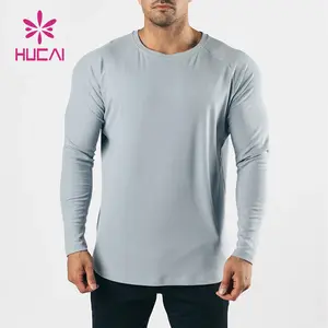 custom new Men fitness clothing bamboo fiber quick dry long sleeves slim fit t shirts for men