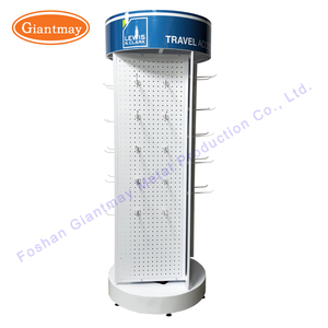 Giantmay DR355-A tùy chỉnh cửa hàng bán lẻ kim loại 4-Side 360 độ trắng sơn tĩnh điện sàn đứng móc treo quay hiển thị - Product Image 5