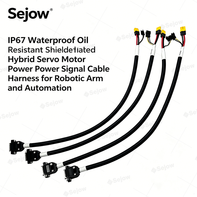 IP67 Waterproof Oil Resistant Shielded Hybrid Servo Motor Power Signal Cable Harness for Robotic Arm and Automation