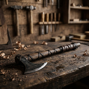 Hache Viking MDM AXES KNIVES de Ragnar Lothbrok - Hachette prête pour la bataille (acier à haute teneur en carbone HC 5160, manche en bois de frêne, 17 pouces, 600g) - Product Image 2