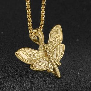 Collar con Colgante de Acero Inoxidable con Diseño de Mariposa y Efecto Esqueleto, Accesorios de Moda al por Mayor - Product Image 4