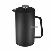 Cafetière à piston moderne en acier inoxydable à double paroi noir mat, portable, avec filtre à piston pour café et thé