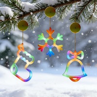 Guirlandes lumineuses LED de Noël à ventouse pour fenêtre, décorations flocon de neige, étoile, cloche, pour fêtes, maison, jardin, cadeau