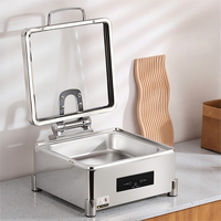 LIYUNDA Plat de service carré personnalisé blanc en acier inoxydable 304, équipement de maintien au chaud électrique pour buffet de mariage
