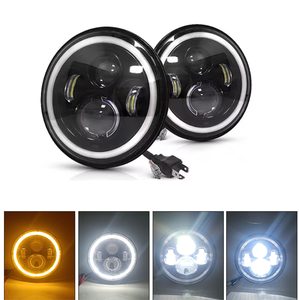 7 pouces phare Led pour wrangler jeep lumières <span class=keywords><strong>Angle</strong></span> oeil conduite lumière DRL H4 phare rond pour harley moto lampe tout-terrain - Product Image 3