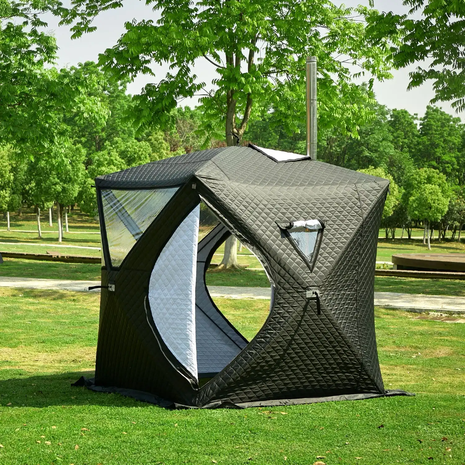 SM-Sauna portabel luar ruangan, tenda ruang Sauna pembakar kayu kompor tersedia